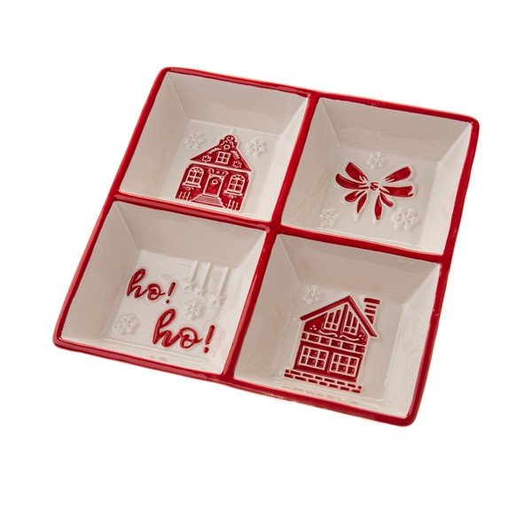 Biała ceramiczna miska do serwowania ze świątecznym motywem Christmas cottage – Dakls