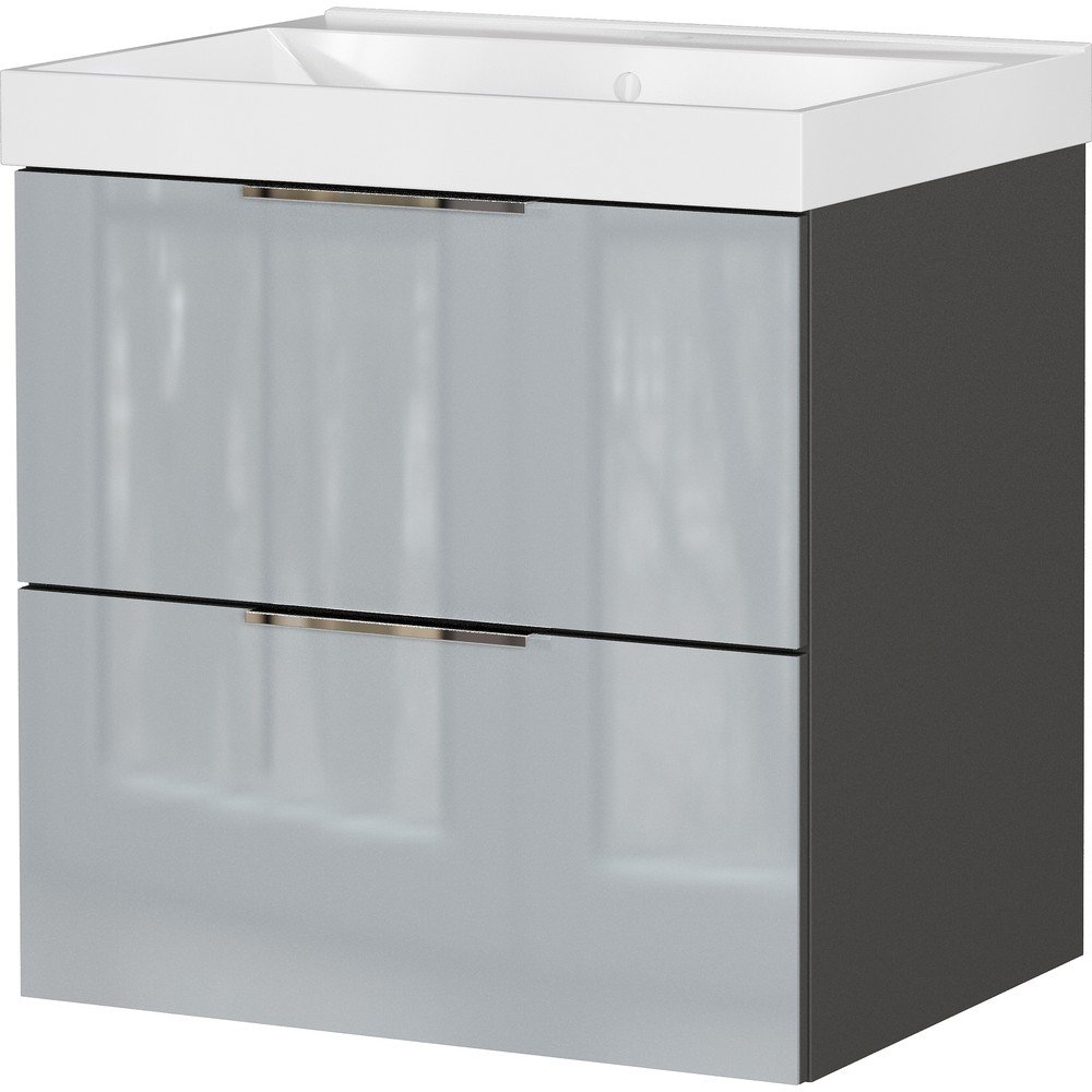 Szara wisząca szafka pod umywalkę z połyskiem 61x65 cm Celano – Germania