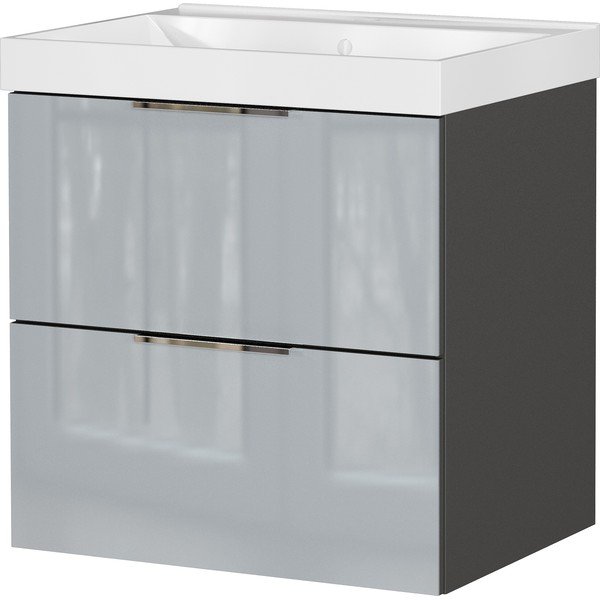 Szara wisząca szafka pod umywalkę z połyskiem 61x65 cm Celano – Germania