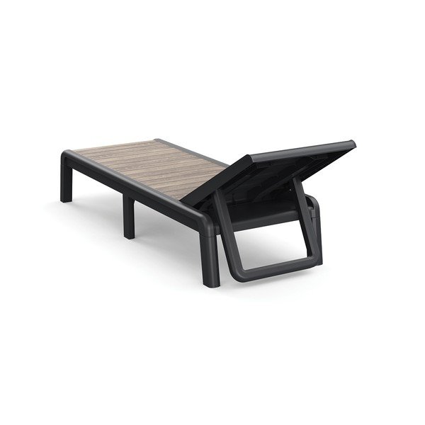 Ciemnobrązowy plastikowy regulowany/składany leżak ogrodowy Deco Porto – Keter-image-2