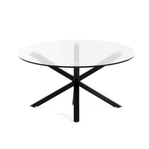 Czarny okrągły stolik ze szklanym blatem ø 82 cm Argo – Kave Home
