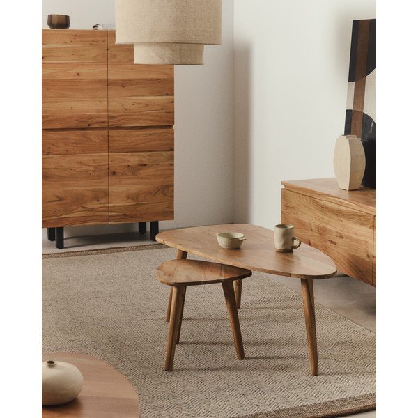 Stolik z litego drewna akacjowego w naturalnym kolorze 60x110,5 cm Duvani – Kave Home-image-1