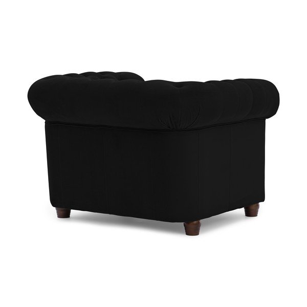 Czarny aksamitny fotel typu chesterfield York Blik – Ropez-image-2
