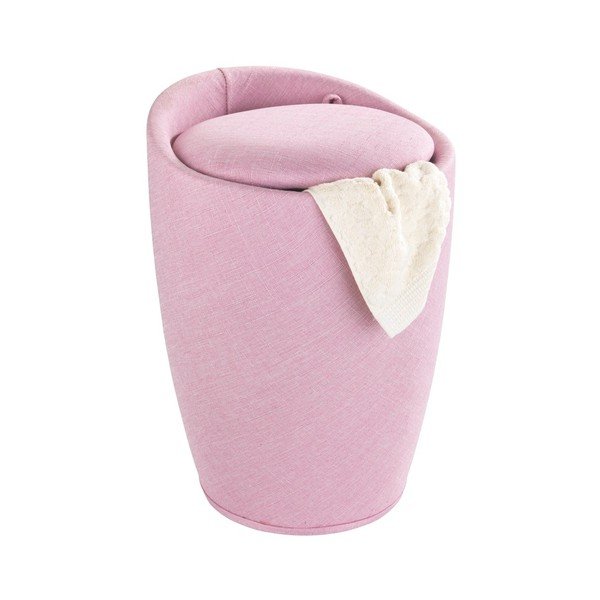 Różowy kosz na pranie i taboret w jednym Wenko Linen Look, 20 l-image-3