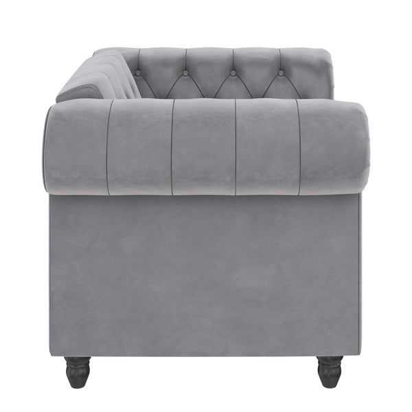 Jasnoszary aksamitny fotel typu chesterfield Felix – Støraa-image-3