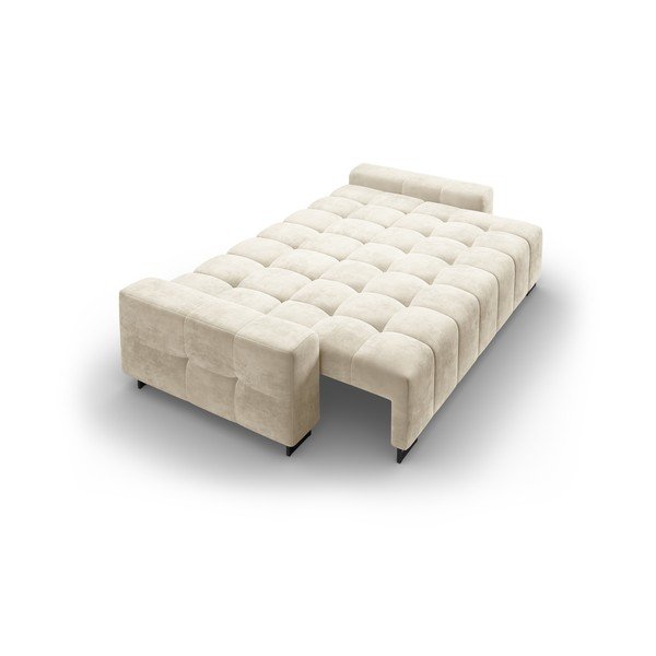 Beżowa aksamitna rozkładana sofa ze schowkiem 250 cm Wicklow – Cosmopolitan Design-image-4