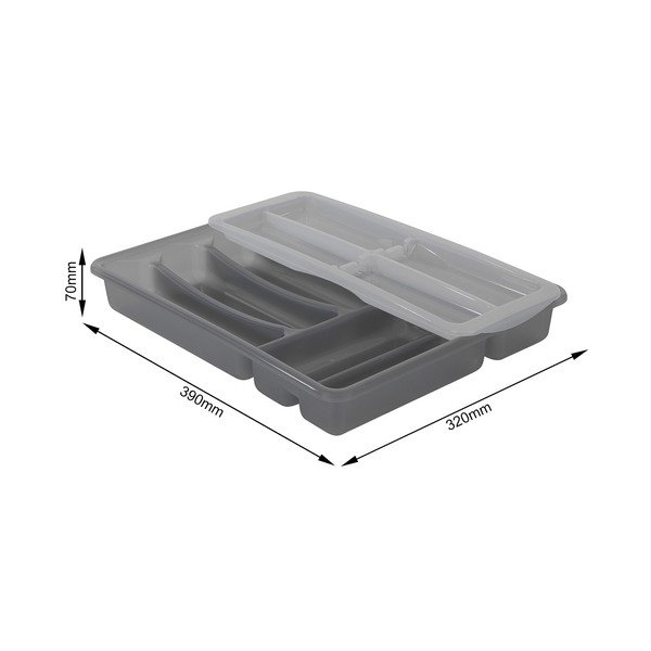 Kredens plastikowy szary na szufladę 39 x 32 cm Basic Plus – Rotho-image-1