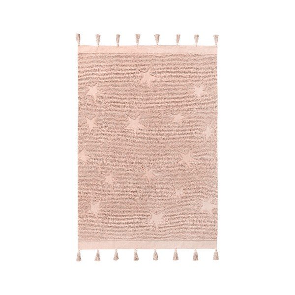 Różowy bawełniany dywan dziecięcy tkany ręcznie odpowiedni do prania 120x175 cm Hippy Stars Vinatge Nude – Lorena Canals