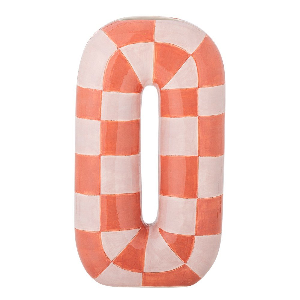 Łososiowo-kremowy ceramiczny ręcznie malowany wazon (wysokość 32 cm) Mae – Bloomingville