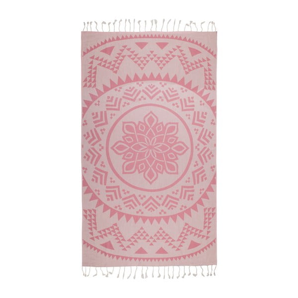Różowy ręcznik hammam Begonville Arcane, 180x95 cm