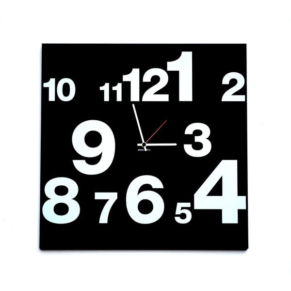 Zegar ścienny dESIGNoBJECT.it Number Line Black, 50 x 50 cm 