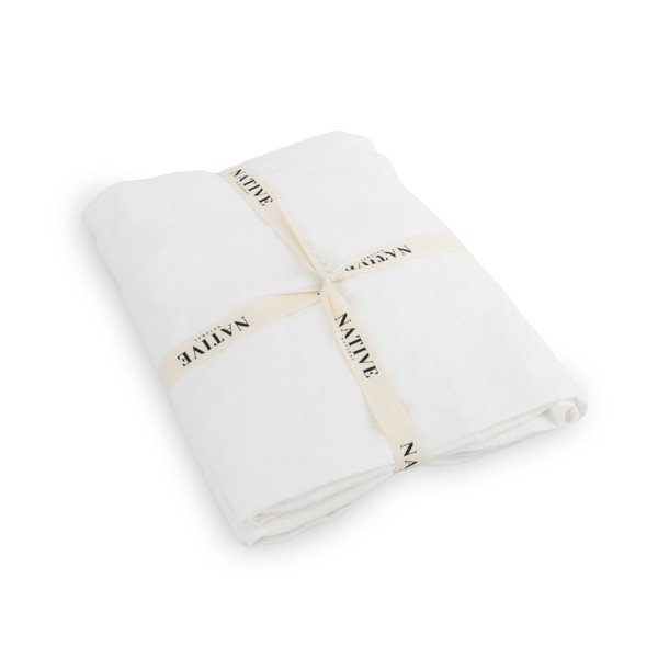 Biała lniana pościel jednoosobowa 135x200 cm Blanco – Native Natural-image-3