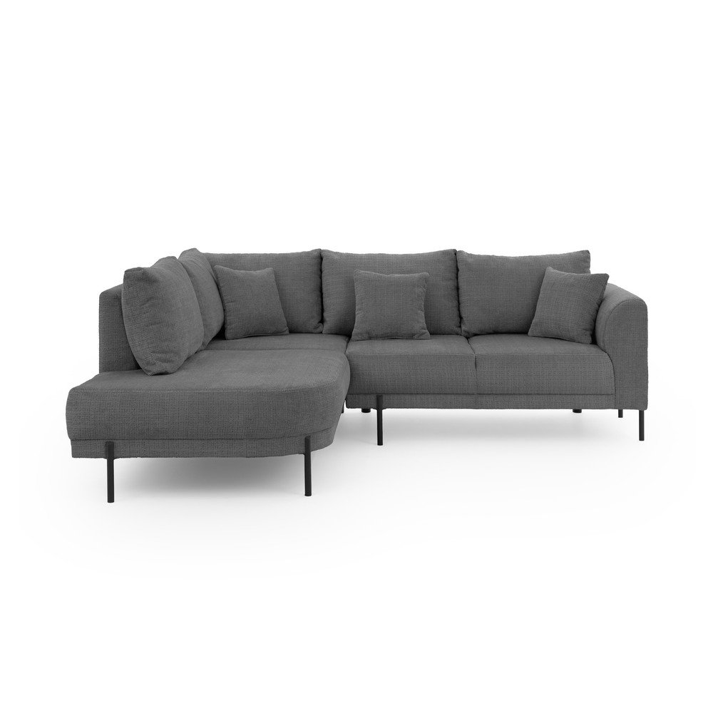 Ciemnoszary narożnik z tkaniny szenilowej (lewostronny/w kształcie litery L) Mauris  – Ropez