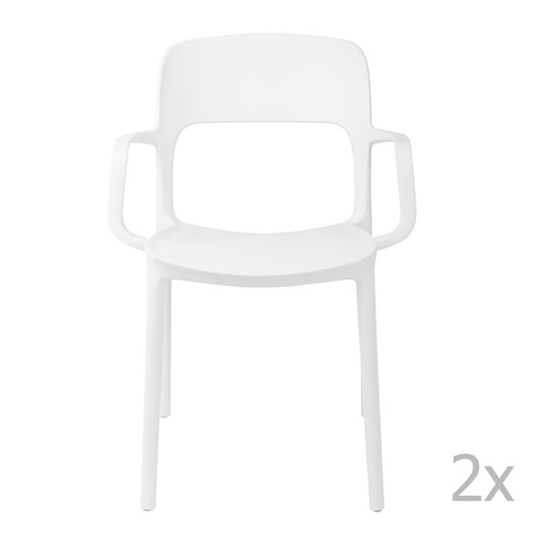 Zestaw 2 krzeseł D2 Flexi, z podłokietnikami, białe