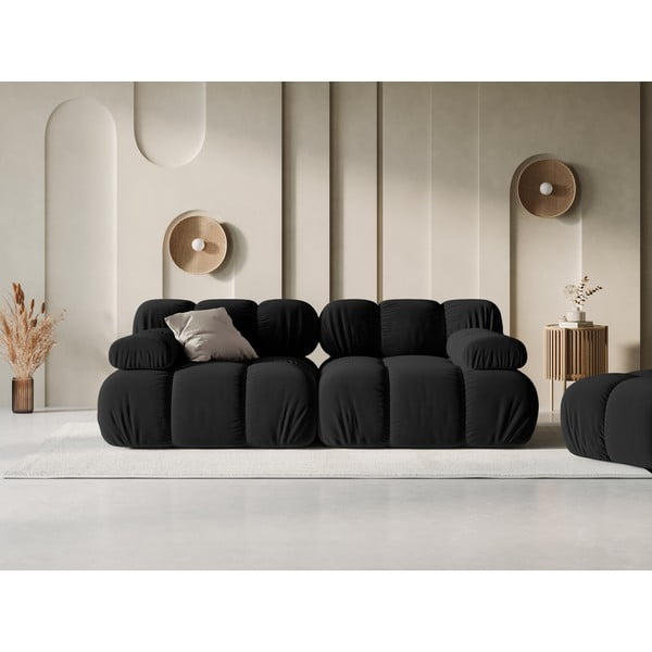 Czarna aksamitna sofa 188 cm Bellis – Micadoni Home-image-1