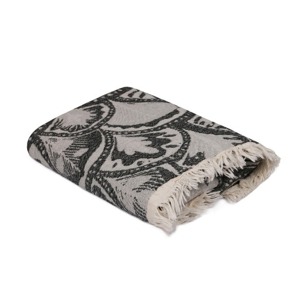 Czarno-szary ręcznik Yaprak, 180x100 cm