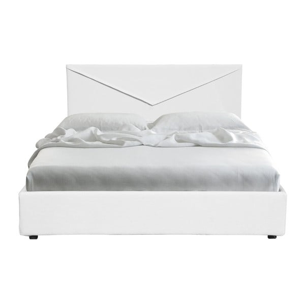 Białe łóżko dwusobowe ze schowkiem 13Casa Mina, 160x190 cm
