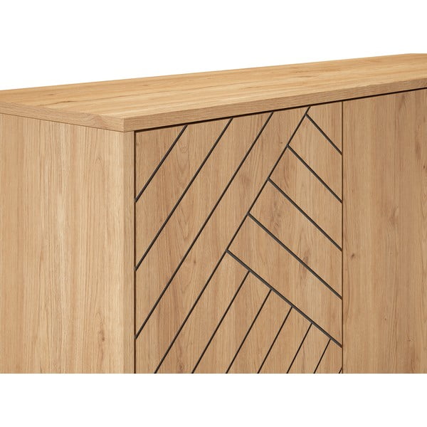 Antracytowo-naturalna niska komoda w dekorze dębu 140x80 cm Madona – Marckeric-image-1