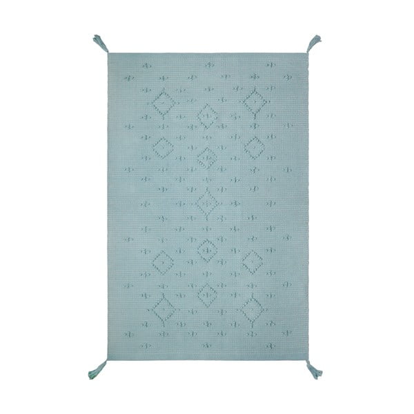 Zielony dywan wykonany ręcznie z bawełny Nattiot, 100x150 cm