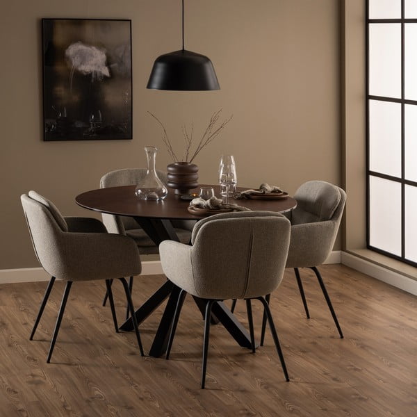 Beżowy tapicerowany fotel jadalniany z podłokietnikami Dora – Actona-image-1