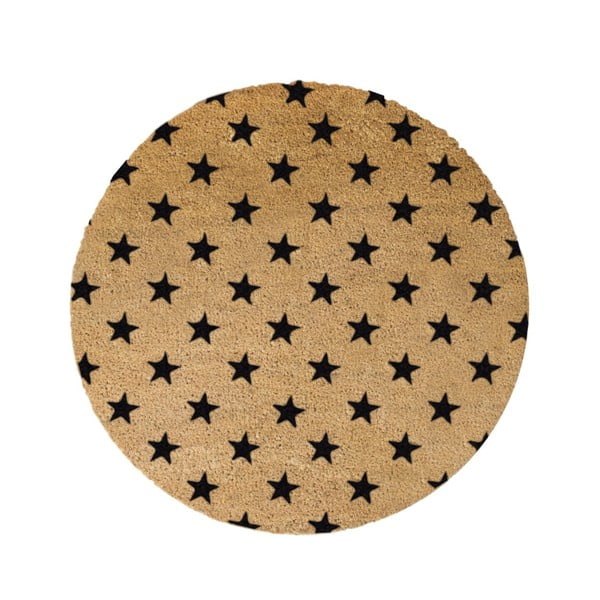 Okrągła wycieraczka z naturalnego włókna kokosowego Artsy Doormats Stars, ⌀ 70 cm