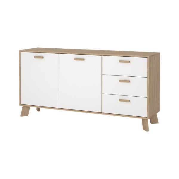Biało-naturalna komoda w dekorze dębu 147x73x39 cm Ikast – Tvilum-image-4