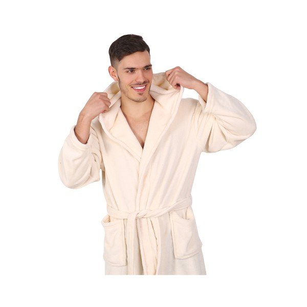 Jasnobeżowy szlafrok z mikrowłókna unisex DecoKing Robby, rozm. M-image-4