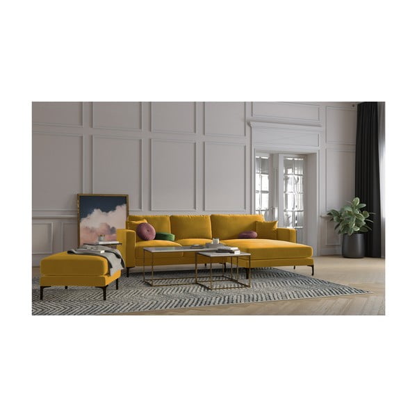 Żółty aksamitny podnóżek Kooko Home Harmony-image-4