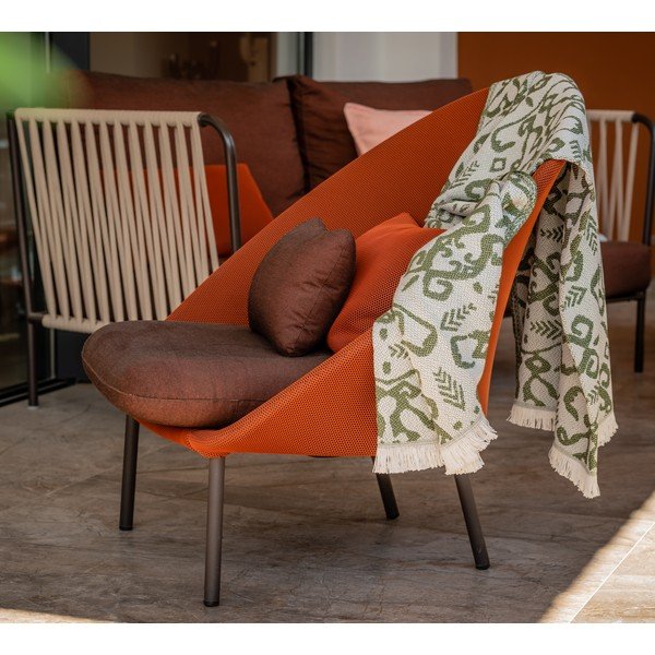 Ciemnozielony pled z domieszką bawełny Euromant Summer Linen, 140x180 cm-image-3