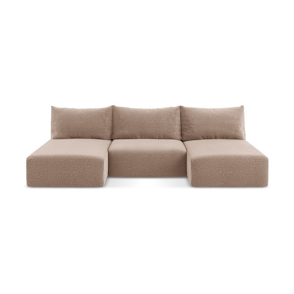 Jasnobrązowy rozkładany/ze schowkiem narożnik Kalena – Makamii