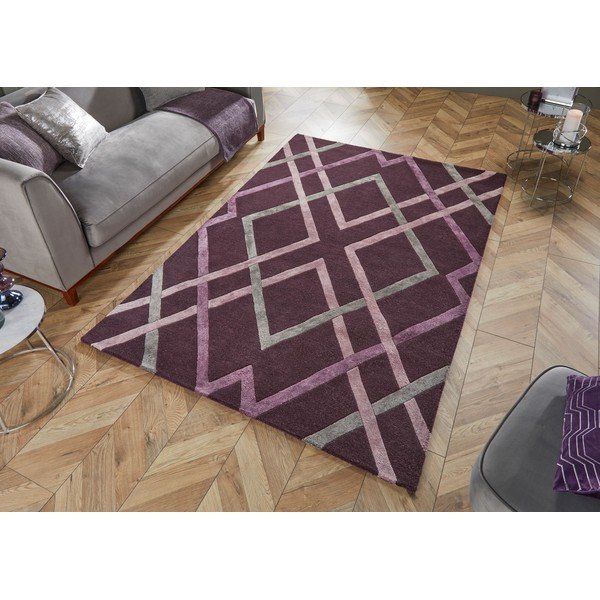 Fioletowy dywan z wiskozy Flair Rugs Trellis, 160x230 cm-image-4