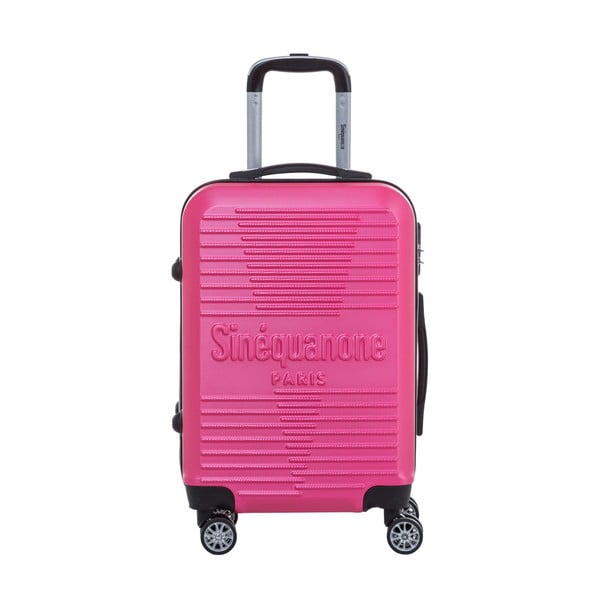 Różowa walizka na kółkach z zamkiem na kod SINEQUANONE Rozalina, 44 l