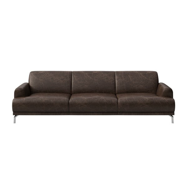 Ciemnobrązowa sofa skórzana MESONICA Puzo, 240 cm