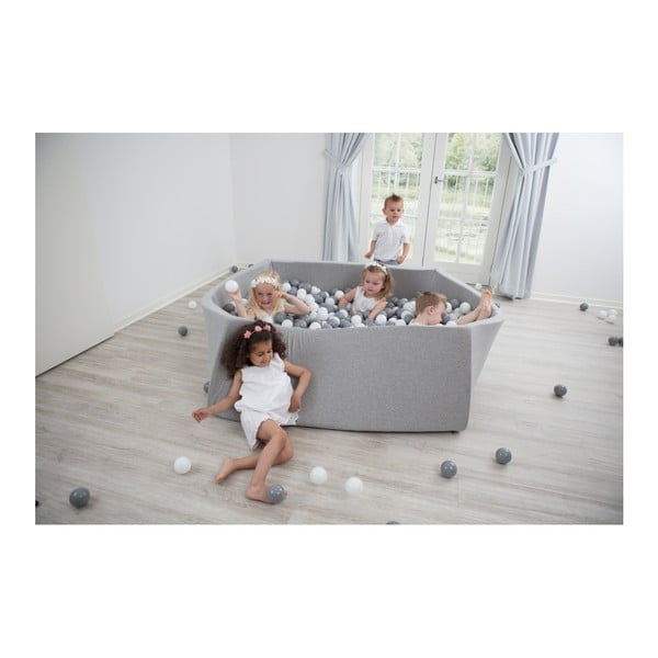 Szary suchy basen kanciasty z 500 piłeczkami Misioo, 110x50 cm-image-2