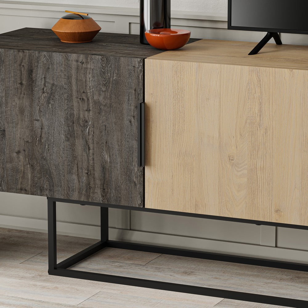 Szafka pod TV w dekorze dębu 200x55 cm Titan – Marckeric (zdjęcie 11)