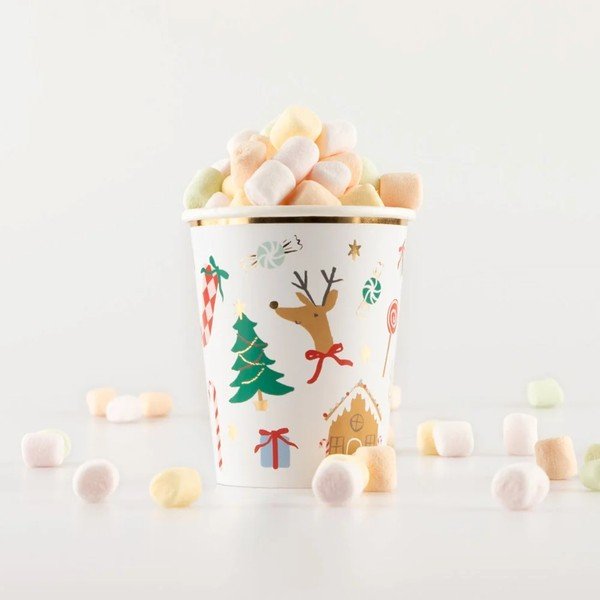 Papierowe jednorazowe kubki zestaw 8 szt. Jolly Christmas – Meri Meri-image-1
