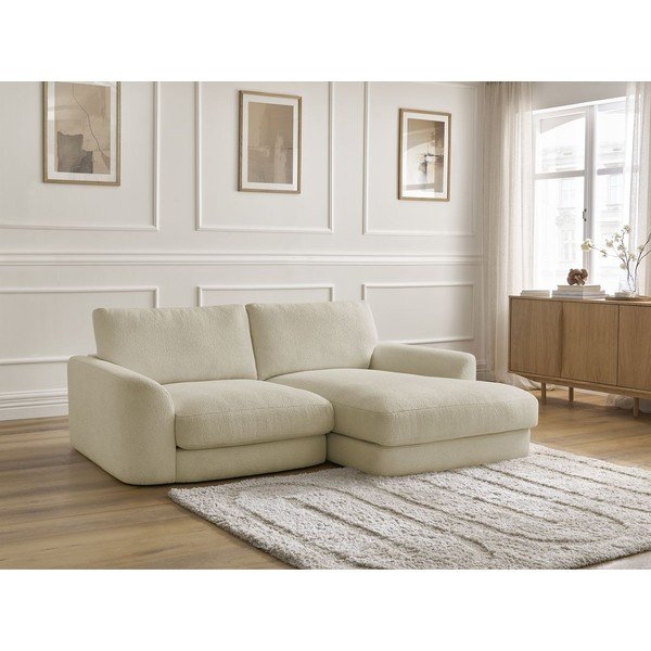 Beżowy narożnik z materiału bouclé (prawostronny/z szezlongiem) Leonore – Bobochic Paris-image-4