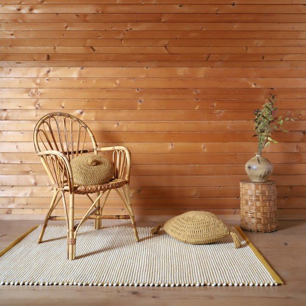 Żółty dywan z domieszką wełny 170x110 cm Bergen – Nattiot-image-1