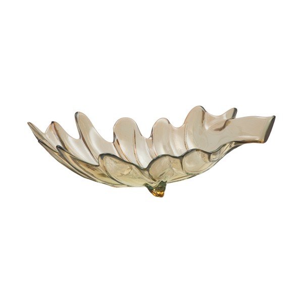 Szara miska ze szkła z recyklingu Mauro Ferretti Leaf, 33x20 cm-image-3