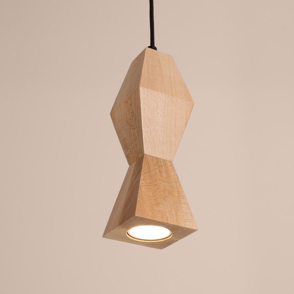 Lampa wisząca z litego drewna bukowego w naturalnym kolorze ø 8 cm Cubo – Sollux-image-3