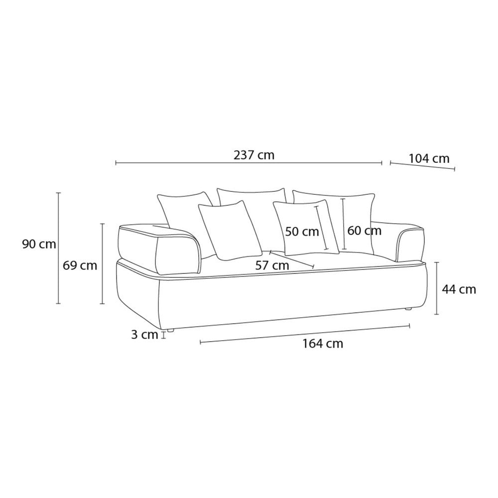 Zielona sofa z tkaniny szenilowej 237 cm Whesley – Bobochic Paris (zdjęcie 9)