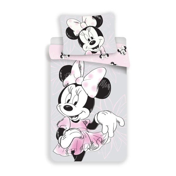 Różowa/szara bawełniana pościel dziecięca jednoosobowa 140x200 cm Minnie Beautiful – Jerry Fabrics