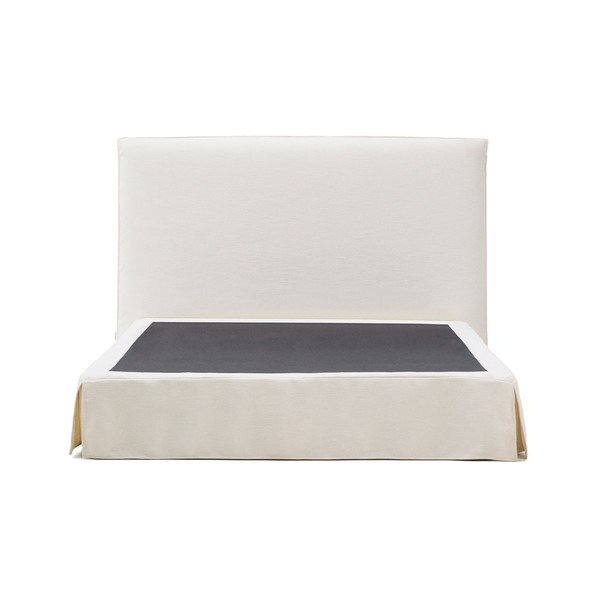 Białe tapicerowane łóżko dwuosobowe 160x200 cm Jaira – Kave Home-image-3