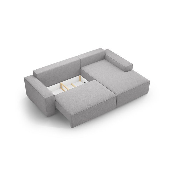 Jasnoszary rozkładany narożnik z materiału bouclé (prawostronny) Jodie – Micadoni Home-image-4