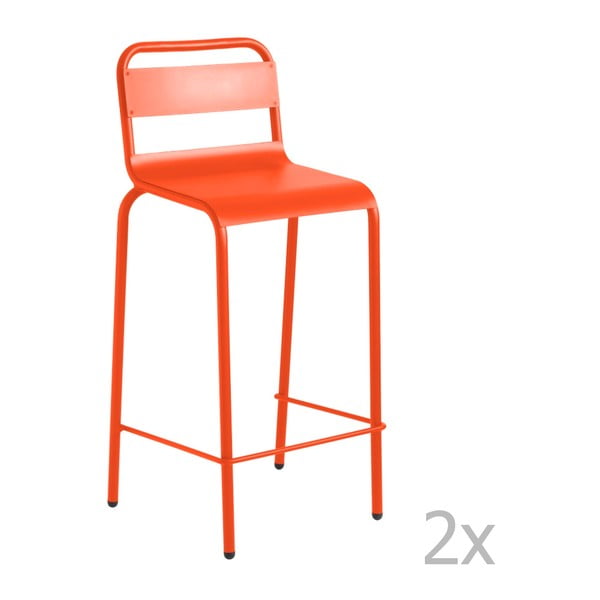 Zestaw 2 pomarańczowych krzeseł barowych Isimar Anglet