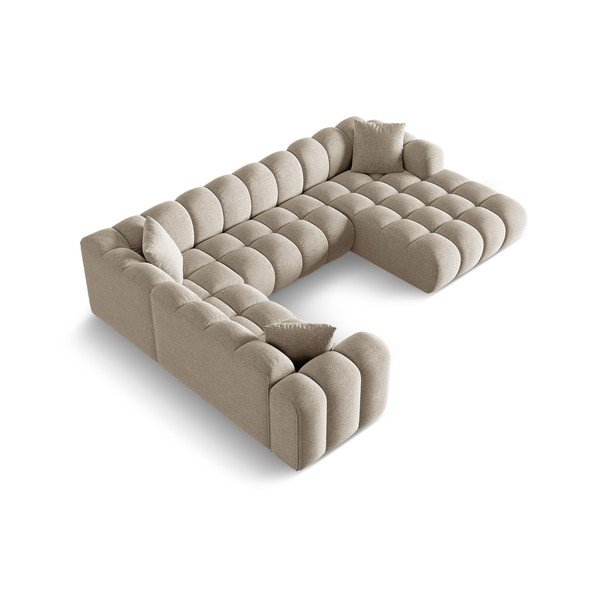 Jasnobrązowy narożnik z tkaniny szenilowej (lewostronny/w kształcie litery U) Treno – Cosmopolitan Design-image-2