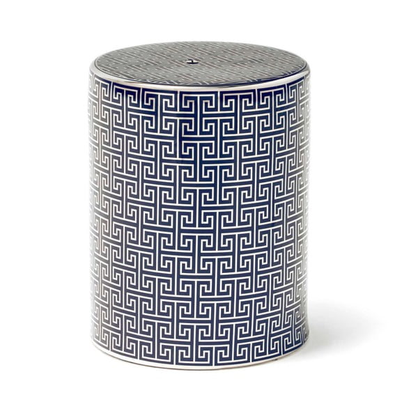 Niebiesko-srebrny stołek ceramiczny Thai Natura, 33x43 cm