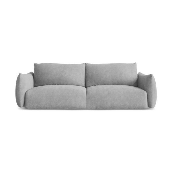Jasnoszara rozkładana sofa z tkaniny szenilowej 230 cm Leila – Makamii
