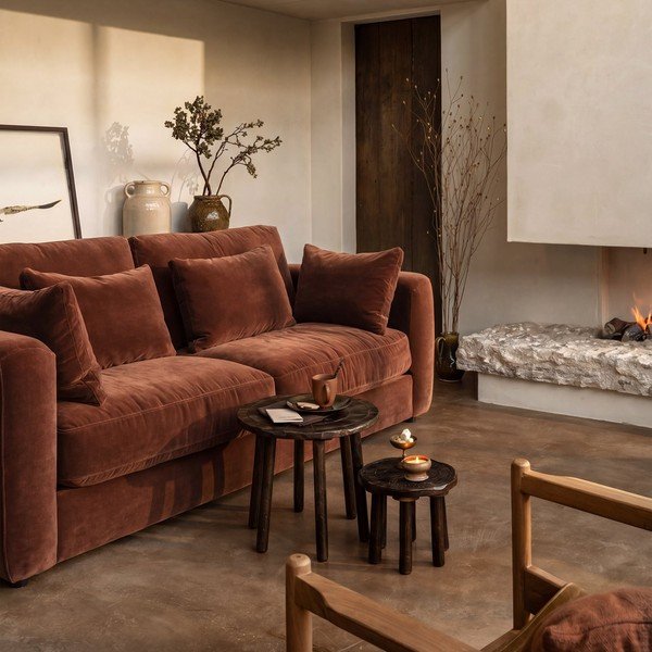 Brązowa sofa z tkaniny szenilowej 240 cm Chunky – vtwonen-image-1