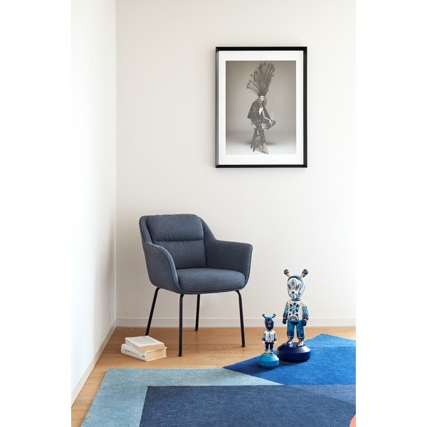 Niebieski tapicerowany fotel jadalniany z podłokietnikami Sadira – Teulat-image-1